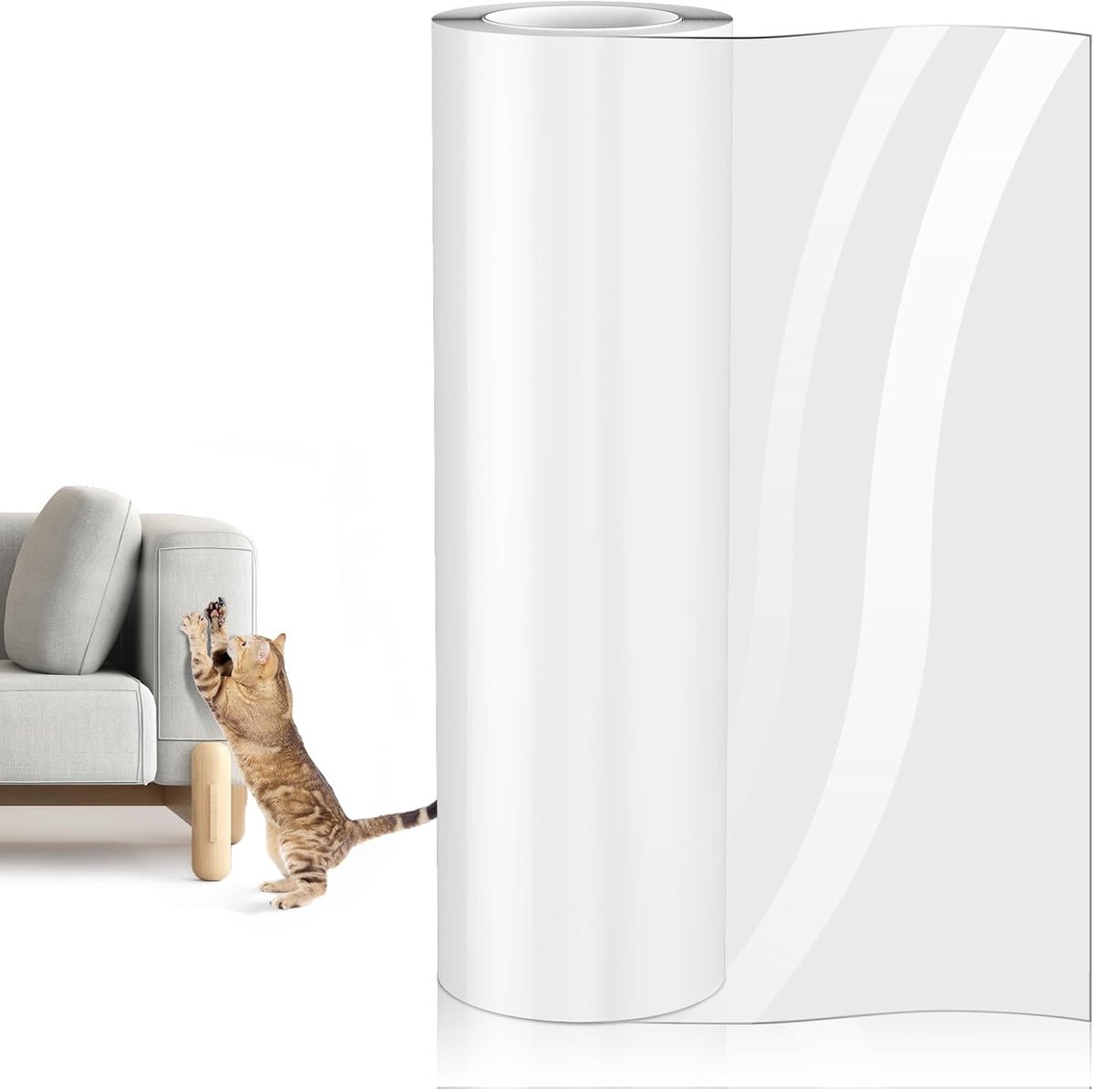 Krabfolie voor katten, zelfklevend, 44 cm x 3 m, krasbescherming voor katten, bank, transparant, krasbescherming muur, krasbescherming, bank, krasbescherming, kat, anti-kras tape voor meubels, bank