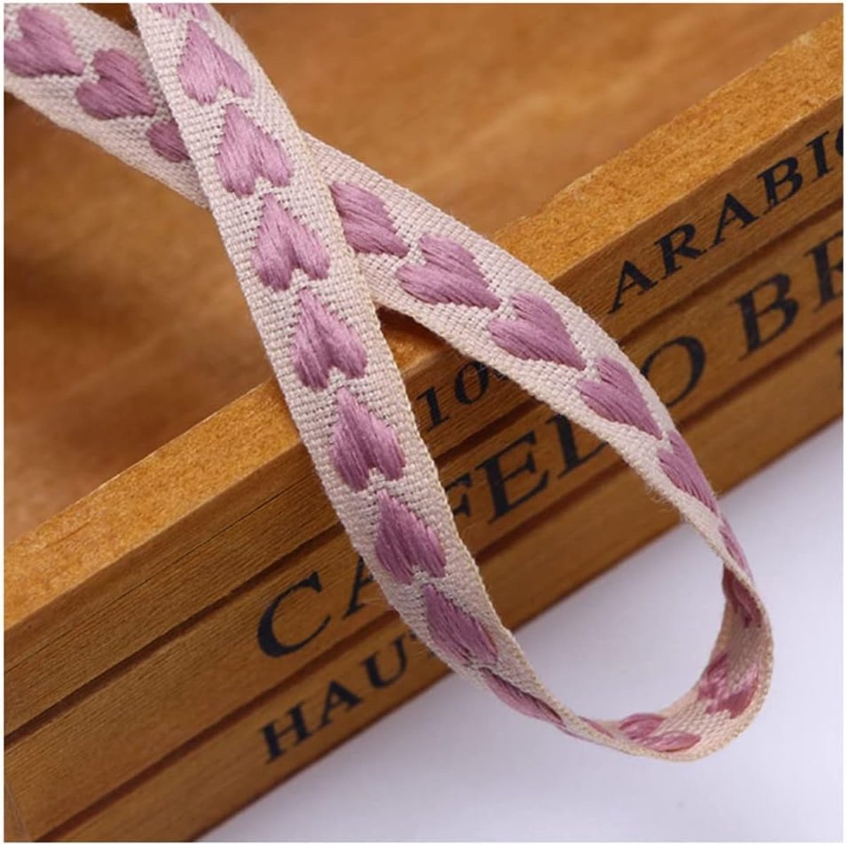 1 rol 10m hartjes katoenen lint hart decoratief lint 10mm breed katoen cadeaulint bruiloft Valentijnsdag sierlint stoffen lint lintband voor DIY handwerk cadeaus boeketten verpakken donker roze