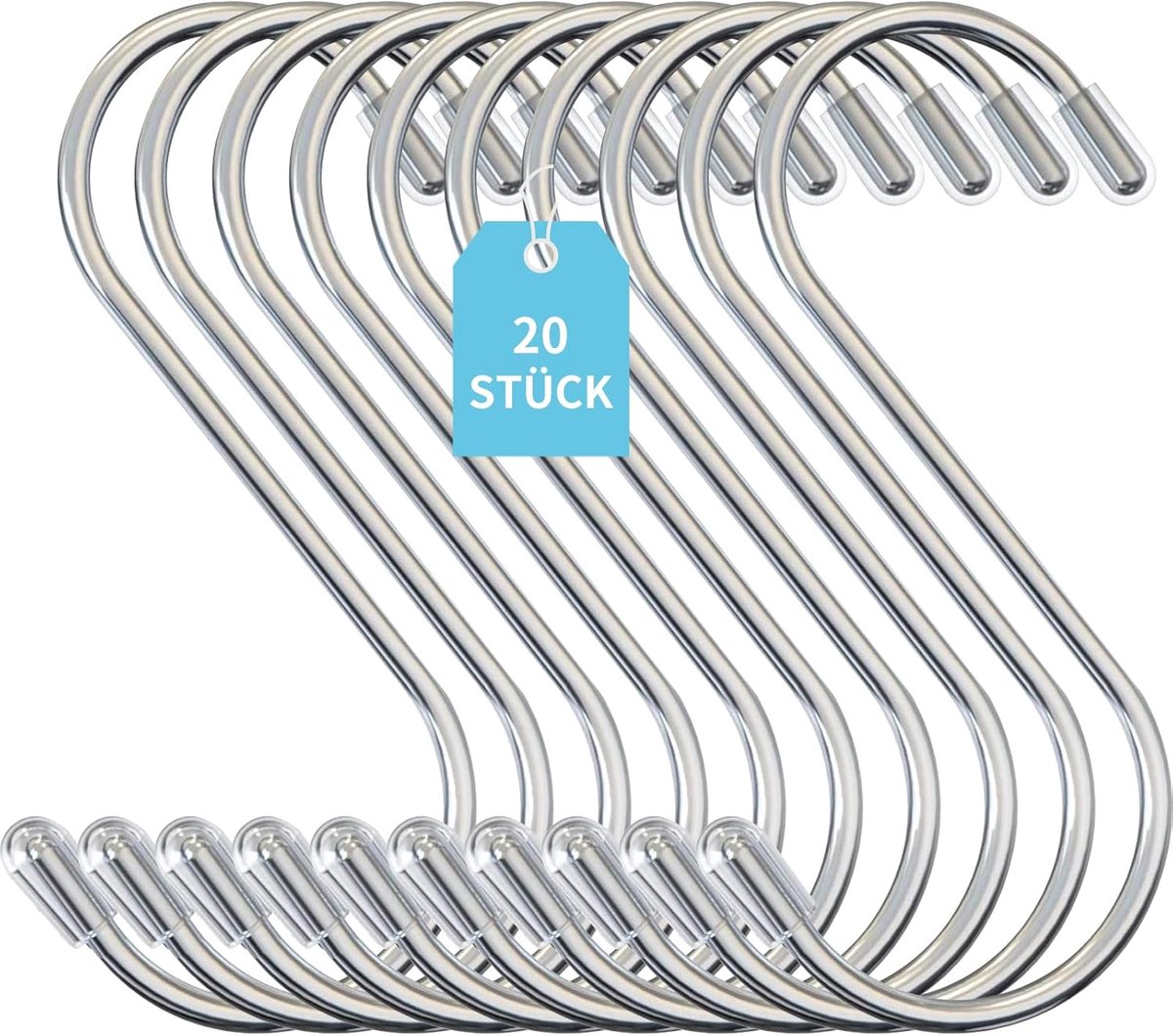 S-haken klein, 7 cm haken om op te hangen, roestvrijstalen haken, metalen haken, keukenhaken, haken voor kledingstang, balkonleuning, garderobe, bloembakken, plantenhaken, dubbele