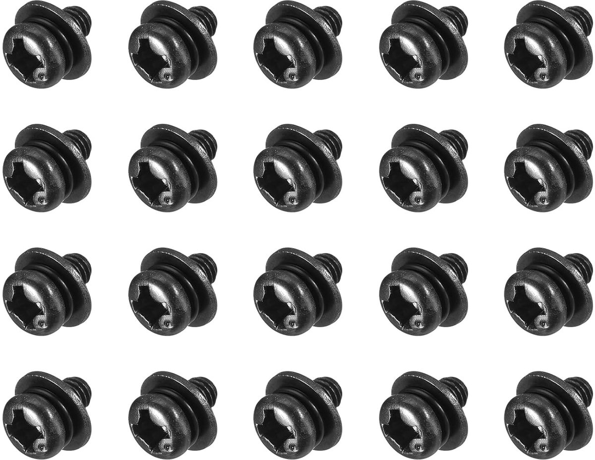 M3 x 5 mm schroevenset, 20 stuks roestvrijstalen schroeven, meubelschroeven, assortiment schroeven, machineschroeven, bouten gecombineerd met veerring en sluitringen voor reparaties