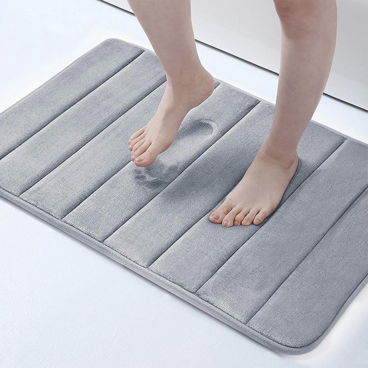 absorberend, antislip, voor badkamertapijt, traagschuim, absorberend, antislip, wasbaar, voor wastafel, keuken, badkamer, gang, 60 x 40 cm (grijs)