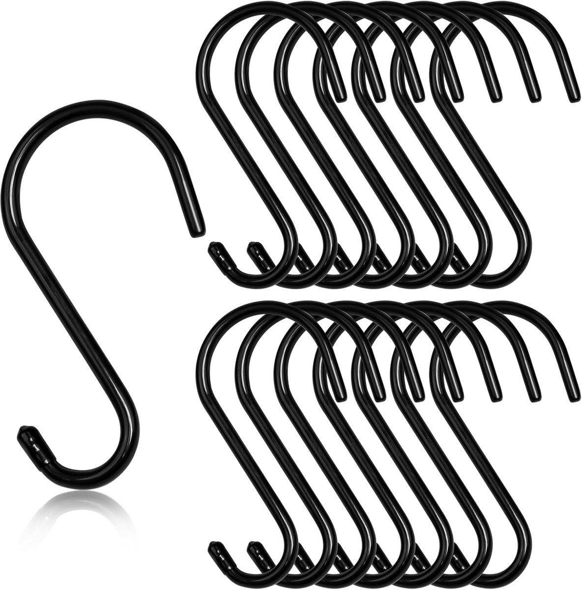 S-haken roestvrij staal S-haken zwart rubberen gecoate S-vormige haken metaal multifunctionele grote haken S robuust 14,5 cm belasting 30 kg kantoor tuin