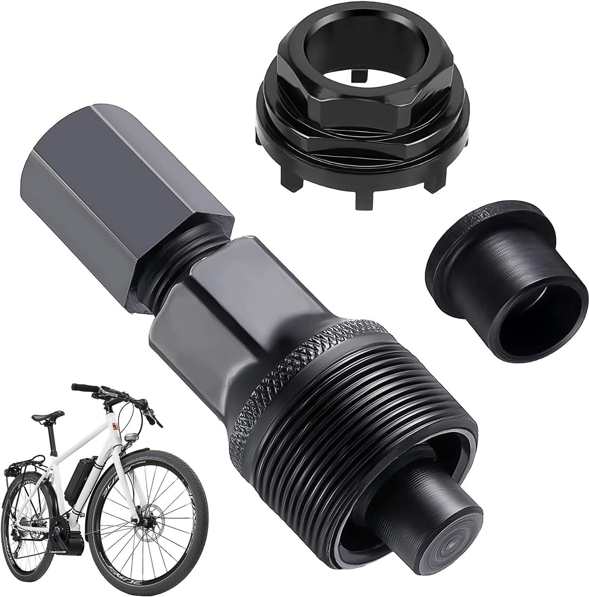 Zwengelverwijderaar voor fiets, zwarte cranktrekker, fiets, aftrekbaar, cranktrekker, e-bike, trapas, onderhoudsverwijderaar voor fietsen, reparatie voor fietsen, reparatie