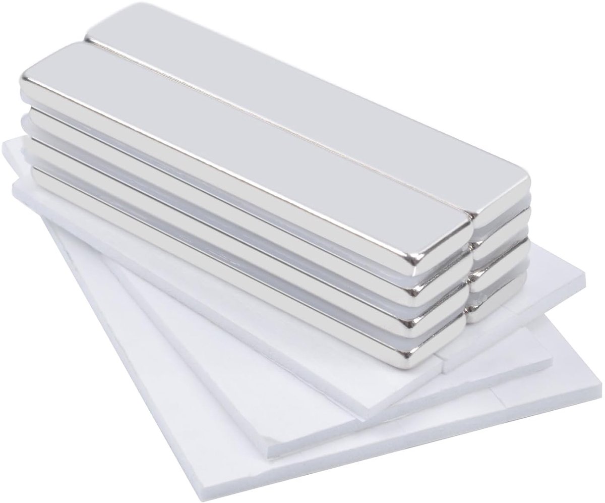 magneet, sterk, rechthoekig, 50 x 10 x 3 mm, grote sterke zelfklevende magneten, kleefmagneten voor magneetbord, keukenkast, handwerk, magneten, 8 stuks