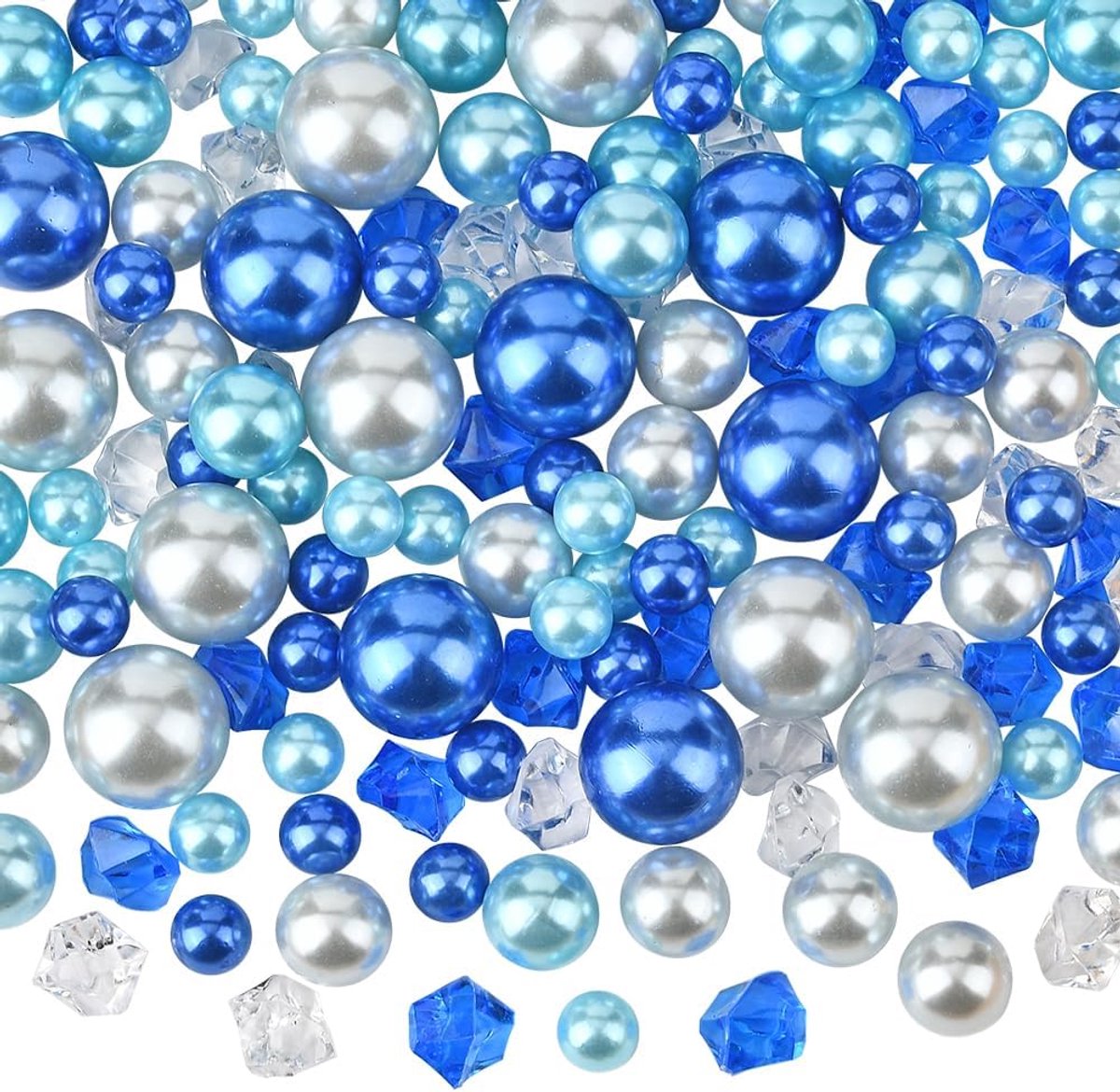 160 stuks blauwe vaas vulkralen drijvende acryl parel kralen 10mm 14mm 20mm geen gat tafel middenstuk vazen plastic parels voor bruiloft tafelstukken kandelaars borstelhouders huisdecoraties