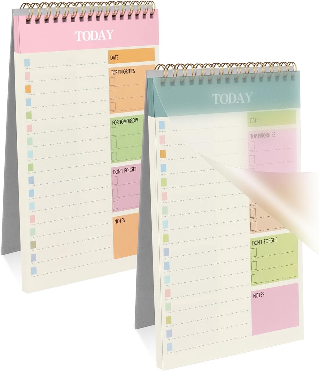 2pc Wekelijkse Planner, A5 Vellen Weekplanner Wekelijkse Dagplanner To Do List Pad, 52 Vellen/(104 Pagina) Afscheurbaar Papier Voor Dubbelzijdig Schrijven Ongedateerde Dagelijkse Planner