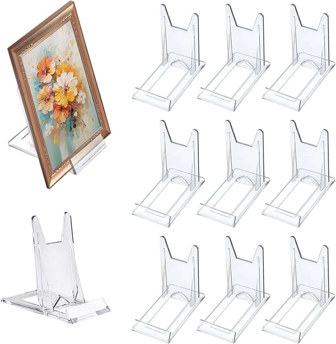10 stuks acryl standaard, kunststof bordenstandaard, verstelbare decoratieve plaathouder, kunststof standaard voor boekenstandaard, elektronische producten, fotodisplays