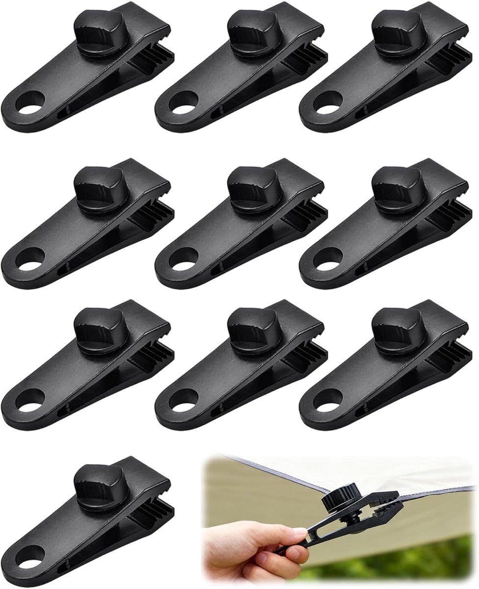 10 spanners voor dekzeilen, bevestiging voor dekzeilen, haken voor dekzeilen, klemmen voor dekzeilen, clips voor tenten, verstelbare bevestigingsclips voor dekzeilen, luifels, tenten, luifels
