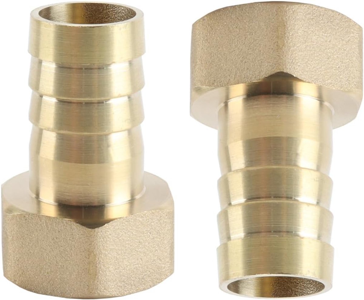 2 stuks messing slangtuleconnectoren met zeskant, G3/4 inch binnendraad naar 16 mm weerhaakinterface (G3/4 x 16 mm)
