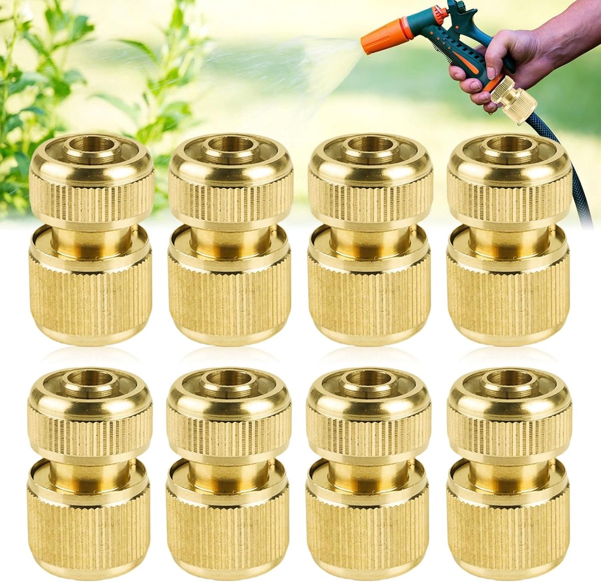 8 stuks messing slangconnectoren, tuinslang, snelkoppelingen, messing snelkoppeling voor huis, onderdelen stekker, tuin, slang