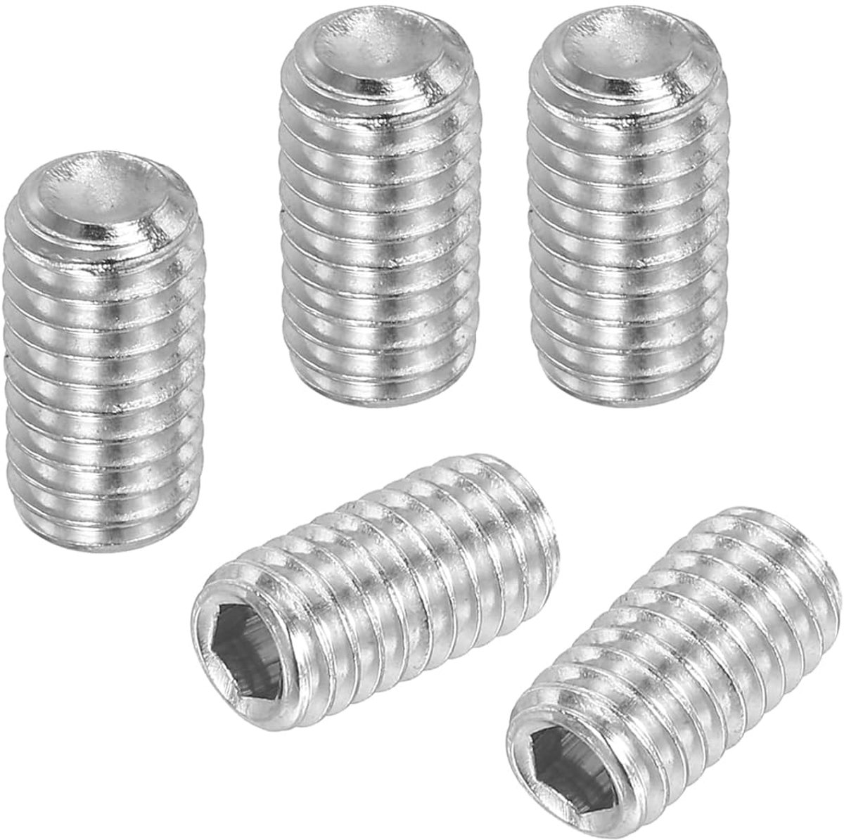Set van 50 stuks stelschroeven set, M6 x 8 mm zeskant schroef 304 roestvrij staal binnenzeskant schroefdraadpennen voor houder deurklinkkraan lampreparatie