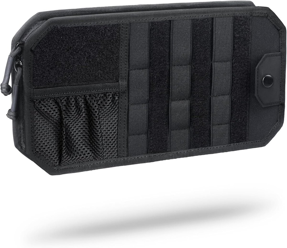 Zonneklep Organizer, Autoaccessoires met Opbergzakje met Ritssluiting en Brillenklem, Halfstijf Molle-paneel met Patch (Geschikt voor de meeste Auto's, SUV's en Vrachtwagens)