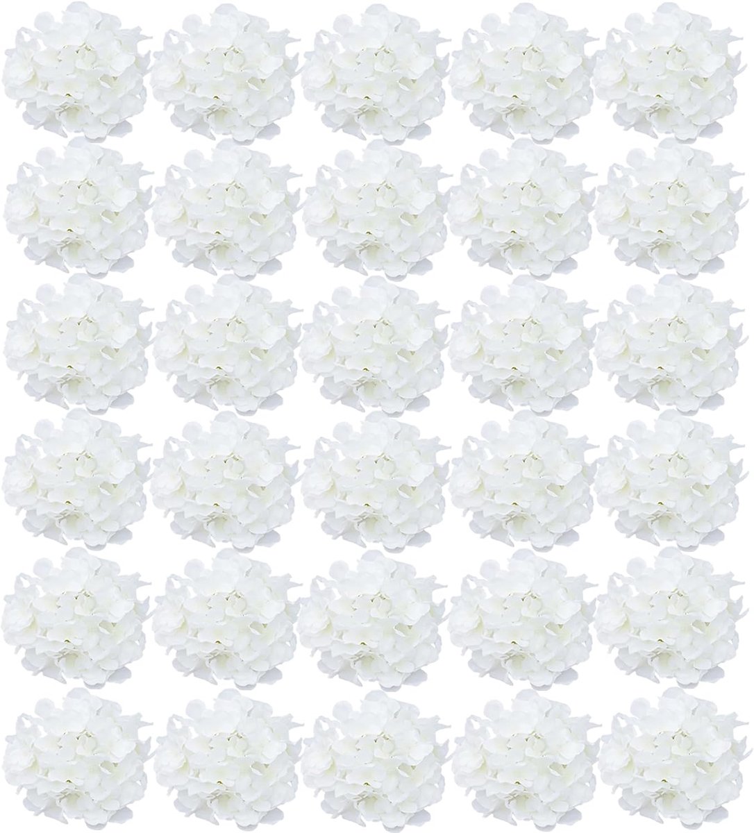 30 stuks zijden hortensiakoppen kunstbloemen alleen hoofden geen stengels nep hortensia bloemen voor thuis bruiloft decor geen stengels (puur wit)