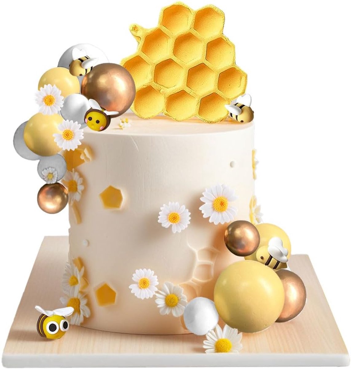 bij taartdecoraties bij cupcakeversiering honingraat decoratie madeliefjes | bij taartdecoraties bij cupcakeversiering honingraat decoratie madeliefjes taartversiering bijtjes decoratie voor babyshower
