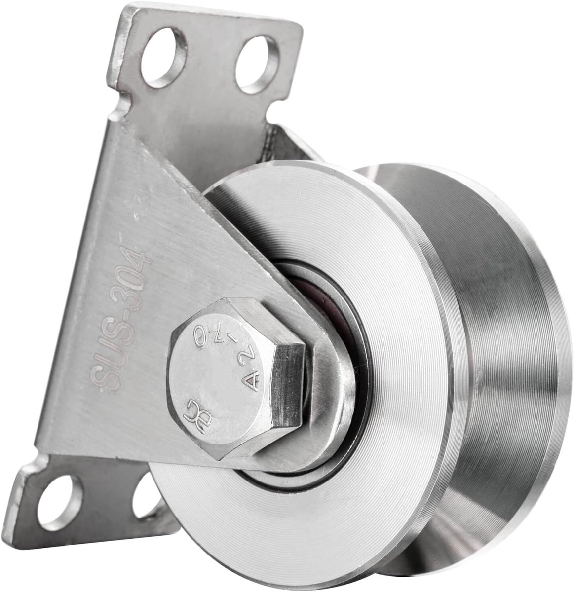 Katrol met 2 kogellagers, 304 roestvrij staal, fitnesskatrol, 48 mm V-type katrollen voor 12 mm touwen, stalen kabel, draagkracht 500 kg, 1 stuk