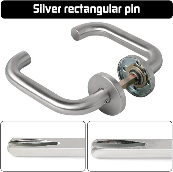 2 Stuks Deurgreep Met Vierkante Stift 8 mm x 110 mm, Verzinkte Stalen Spilstang, Deurbeslag, Bevestigingsstift, Massief Staal — afbeelding 2