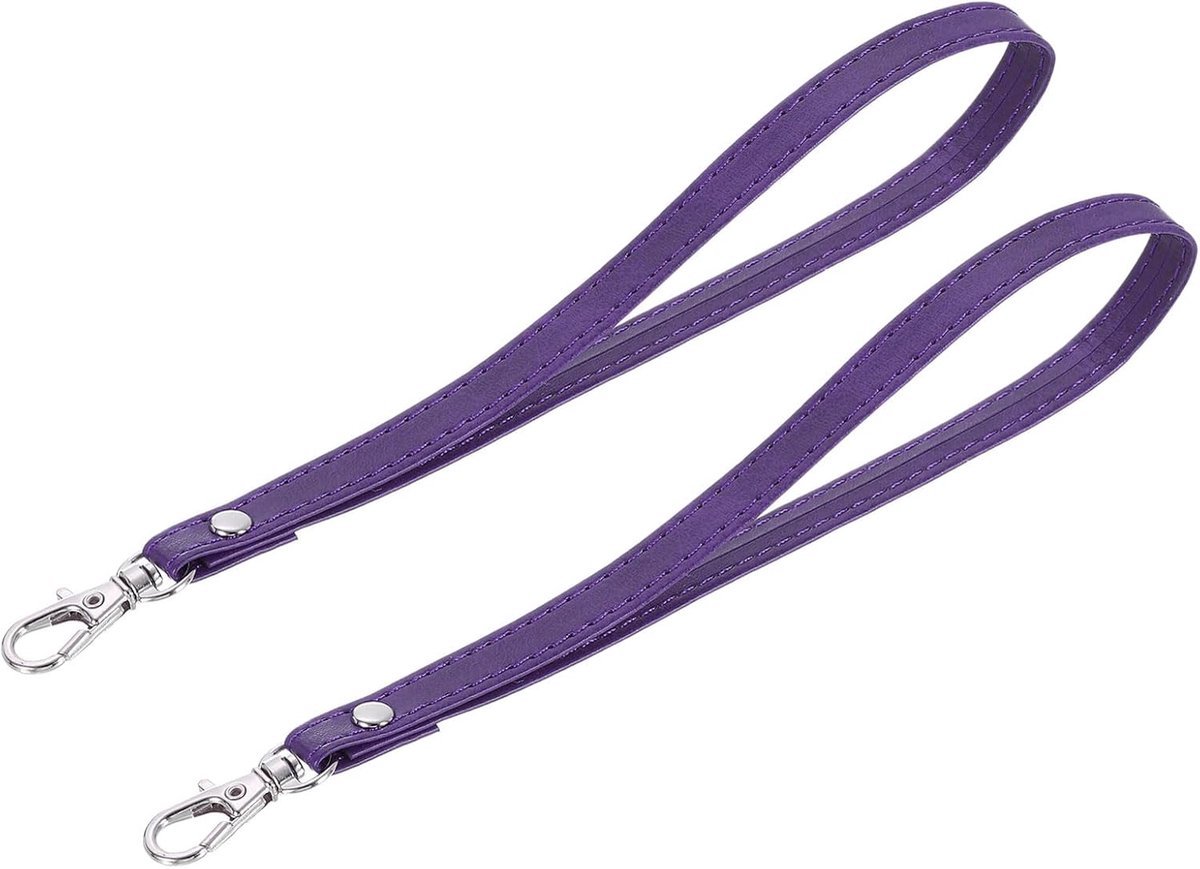 2 stuks polsband, PU lederen polsband, vervangende sleutelhanger voor telefoon, sleutels, portemonnee, tas, lila, Paars