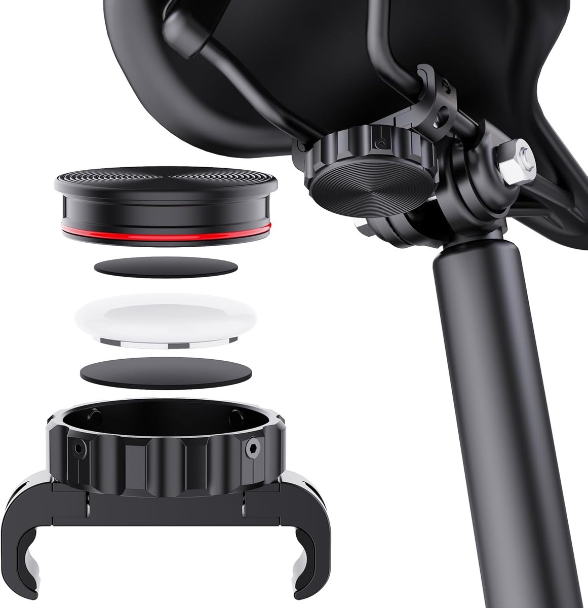 Fietshouder voor AirTag, verborgen AirTag-houder op het fietszadel, fietsaccessoires, GPS-tracker, waterdicht, met diefstalbeveiliging, compatibel met mountainbike, racefiets