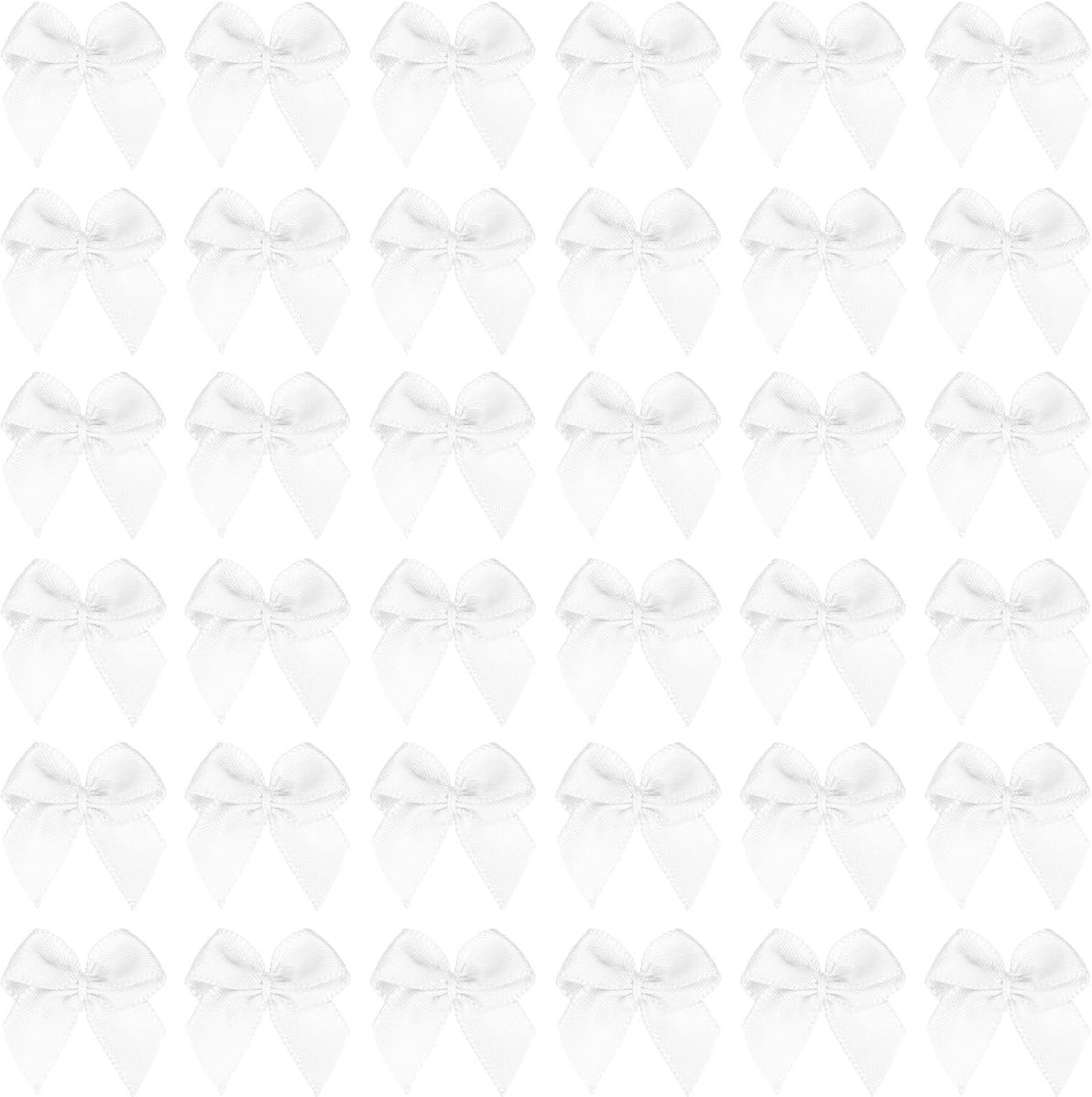 1 Inch Mini Lint Boog 50 Stuks Satijnen Stoflint Bloembogen Appliques voor DIY Knipsel Naaien Bruiloft Feest Decoratie, Wit