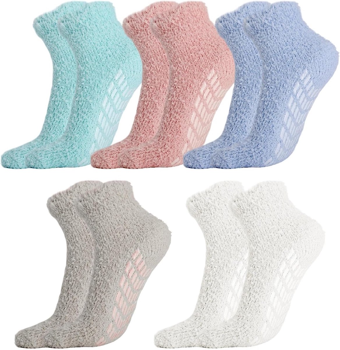 Sokken voor dames, zachte pilatesokken voor dames met noppen, antislip voor thuis, antislip, om te slapen in de winter, yogasokken, maat 37-44