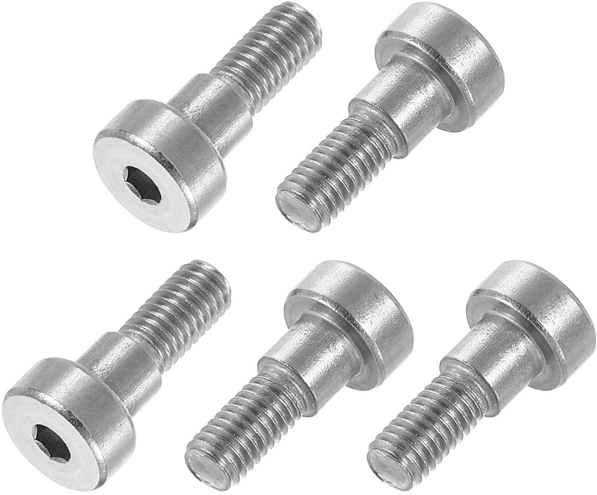 12 stuks 304 roestvrijstalen schouderbouten 6 mm schouderdiameter 5 mm schouderlengte M5 schroefdraad zeskant schouderbouten voor textiel-, hydraulische en spuitgietmachine-industrieën