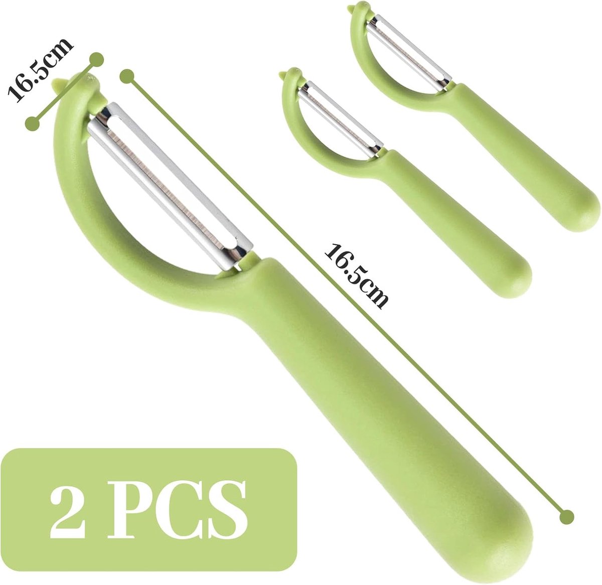 Set van 2 stuks P-schillers Tupper met 4 reservebladen, universele schiller voor aardappelen (Groen)