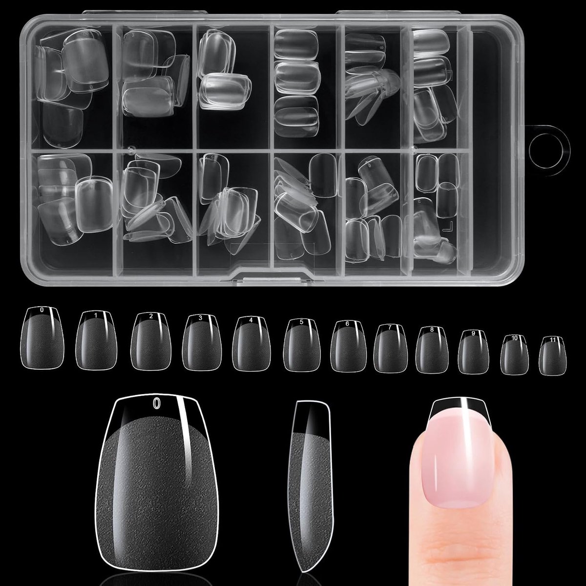 nepnagels tips,zachte gel volledige dekking nagel tip,heldere acrylnagels tips,nagelverlengingsset voor DIY manicure nagelkunst salon(120st Korte T-vorm）
