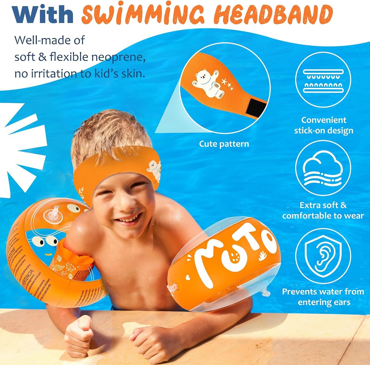 Kinderarmbanden met Zwemoorband, Opblaasbare Zwemarmbanden voor Kinderen van 1-6 Jaar, voor Zwembad, Strand, Training, Leren