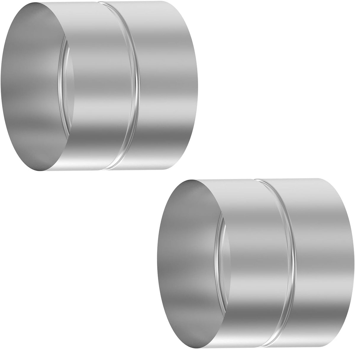 Buisverbinders van roestvrij staal, ronde kanaalconnector voor rechte of flexibele buizen, slangkoppeling, ventilatiebuisaansluiting, binnendiameter 102 mm, lengte 80 mm, 2 stuks