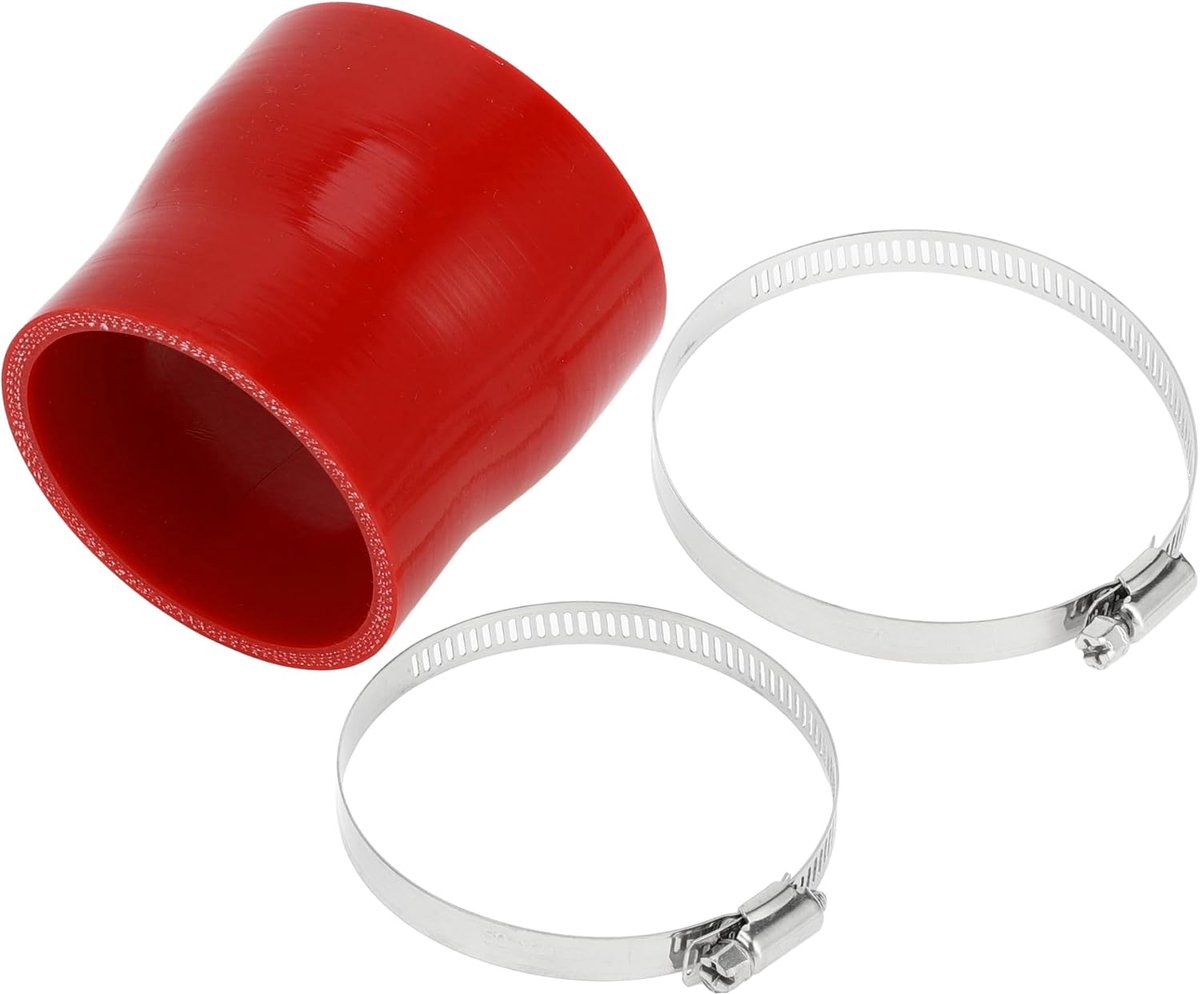 ABSOPRO Rechte Koppeling Silicone Slang Met Klemmen 2.76"-3.15" ID 2.99" Lengte 0 Graden Silicone Slang Koelslang 4-Laags 5mm Dikke Luchtinlaat/Turbo/Intercooler Leidingbuis Rood 1 Set