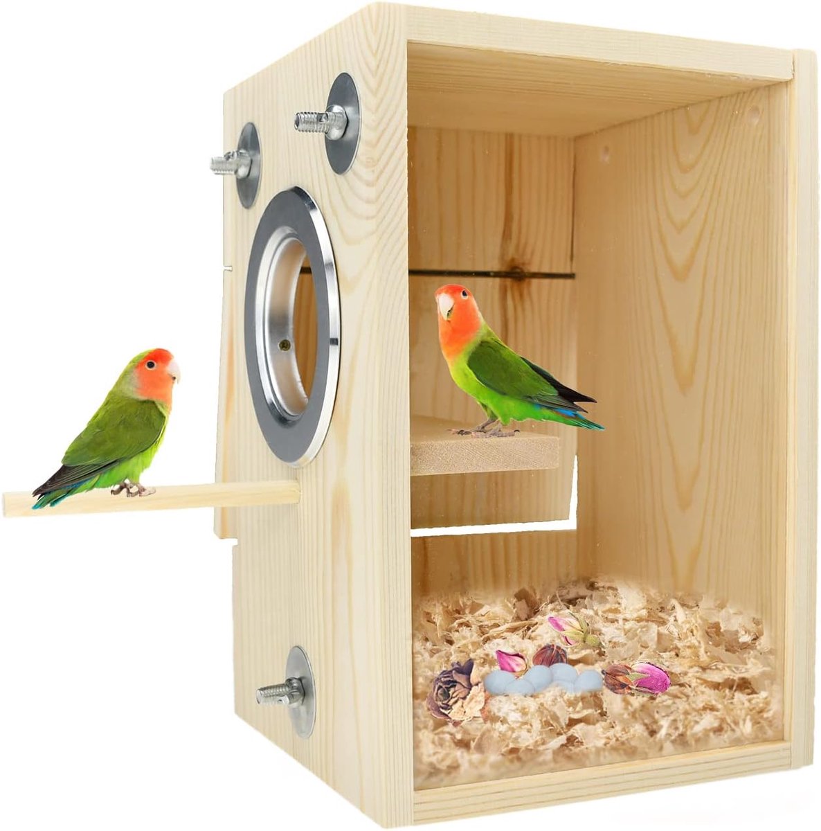 Vogelnestje voor parkiet broeddoos vogelnestkast houten acryl transparante broeddoos voor vinken dwergpapegaaien valkparkiet parkiet Conure Papegaai