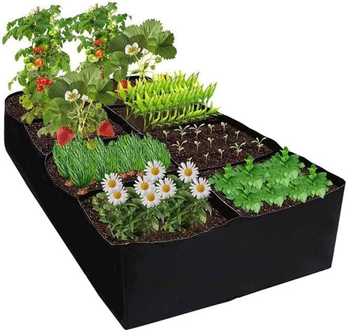 Zakken, plantenpotten, ademende plantenzakken 8 vilten plaids, rechthoekige plantenpotten voor het kweken van kruiden, bloemen en groenten