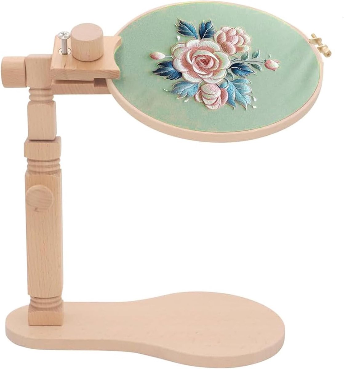 Verstelbare Gedraaide Borduurring Standaard, Kruissteek Lap, Natuurlijk Beukenhout Borduurwerk Hoepel Houder, Verticale Tafel Handsfree Borduurwerk Frame