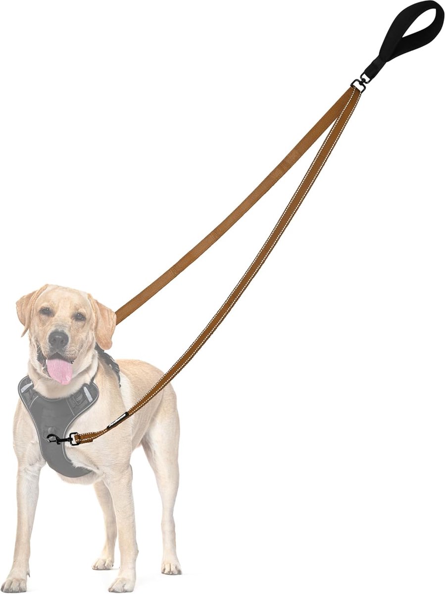 No Pull Anti-trek hondenriem, geen klitten, dubbele riem voor anti-trekharnas, reflecterende hondenriem om te trainen en uit te laten, voor grote en middelgrote honden