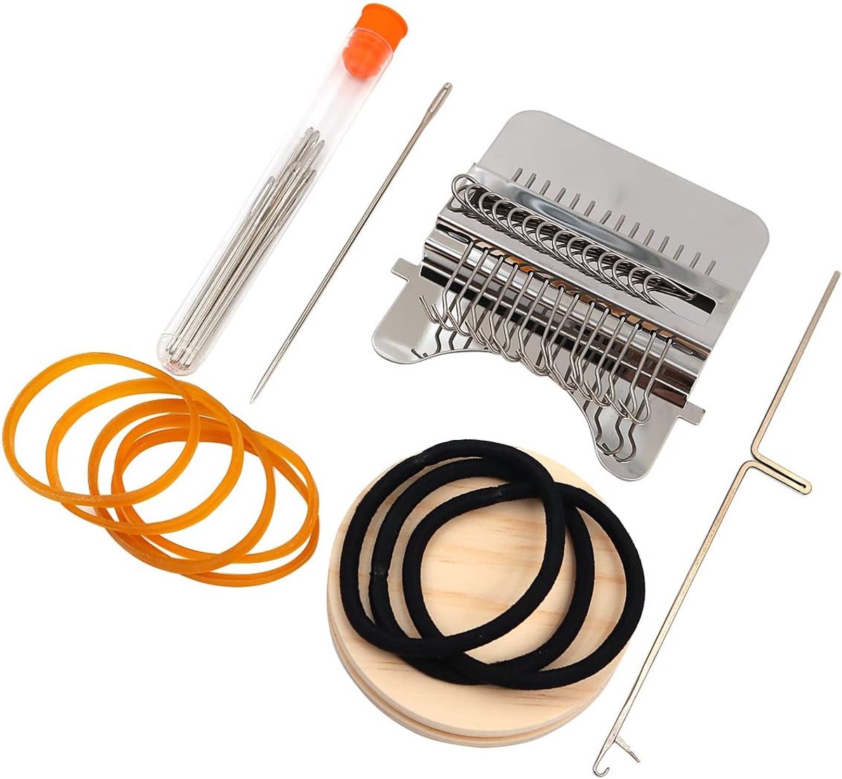 Mini Weefgetouw Machine Houten Stoppengereedschap Creatief DIY Ambachten Weven Reparatiegereedschap voor Jeans Sokken Kleding (14 Haakjes)