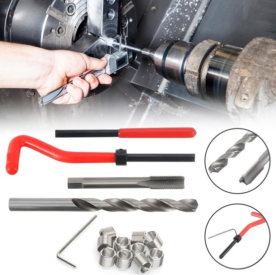 Schroefdraadreparatieset, schroefdraadreparatie M9 X1,25, schroefdraadreparatieset voor schroefspoel, schroefdraadreparatiegereedschap voor autoschroefdraad, 15 stuks — afbeelding 3