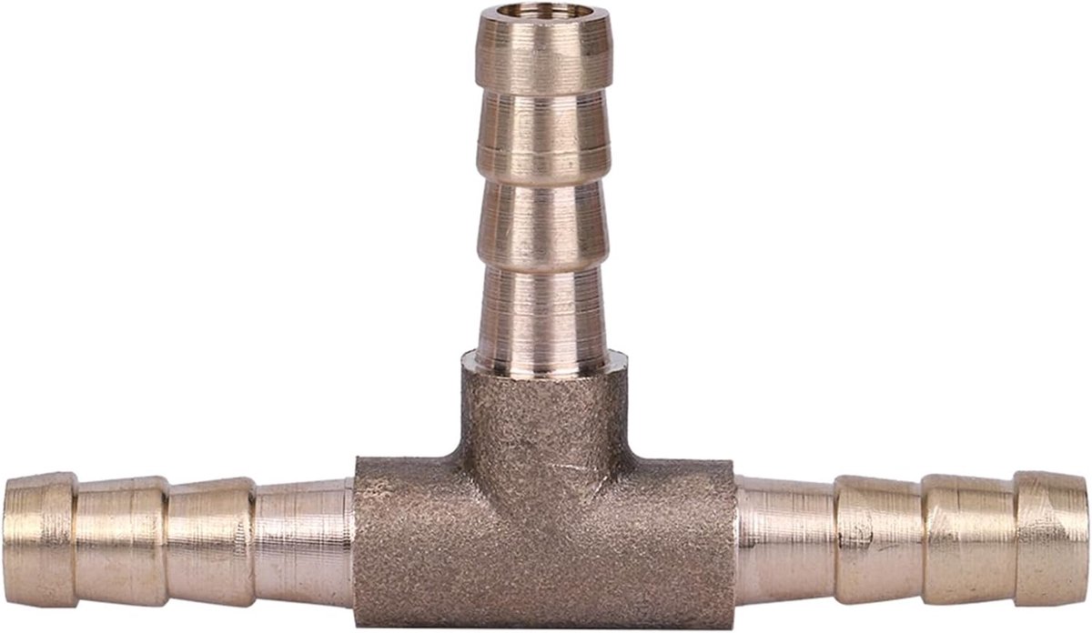 T 3 Way Messing Brandstofslang Joiner Connector Slang Barb Fitting voor Perslucht Olie Gas Pijp (6mm, 8mm, 10mm, 12mm)(6mm)