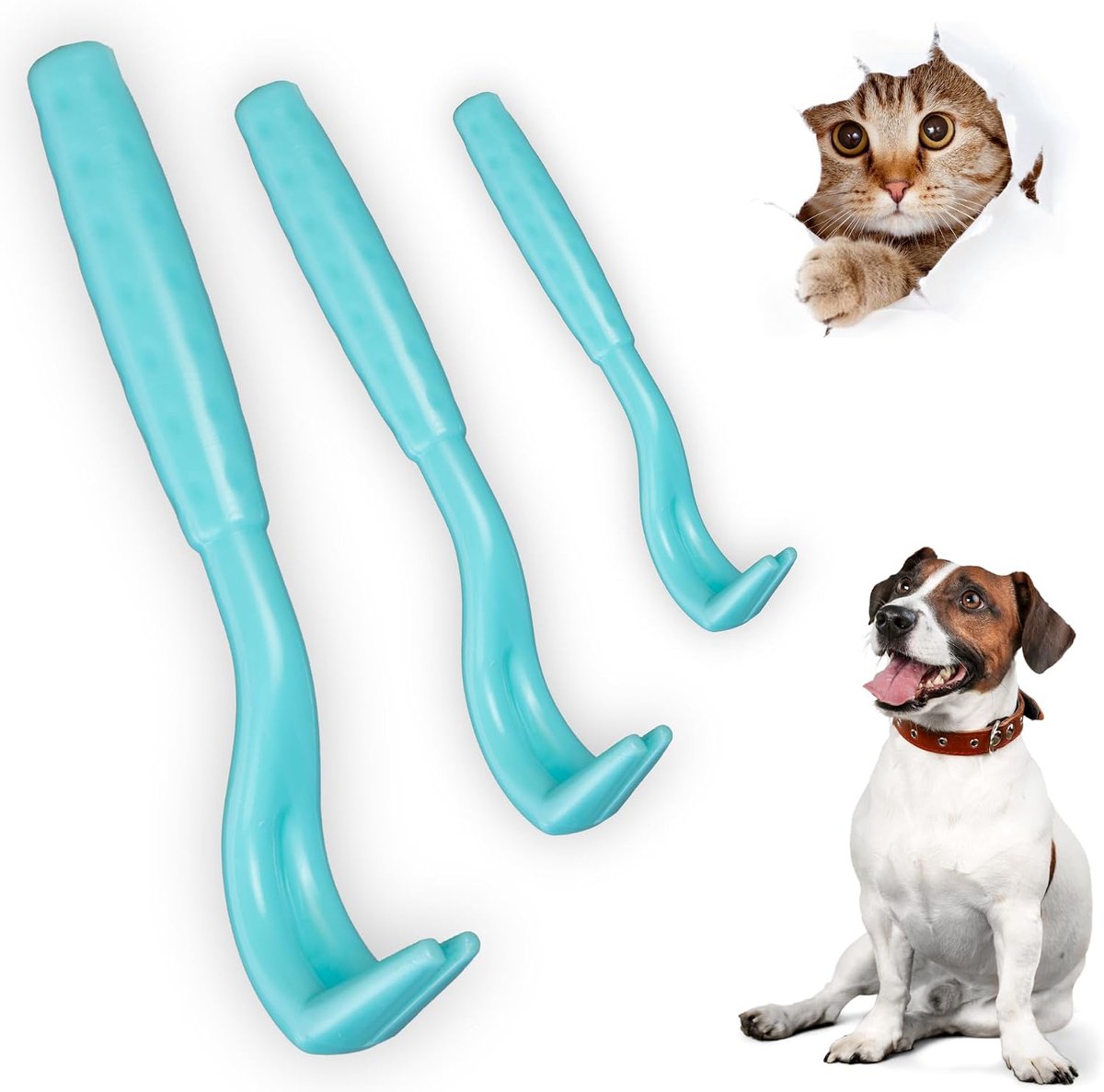 Set van 3 tekentangen voor honden, katten en mensen.