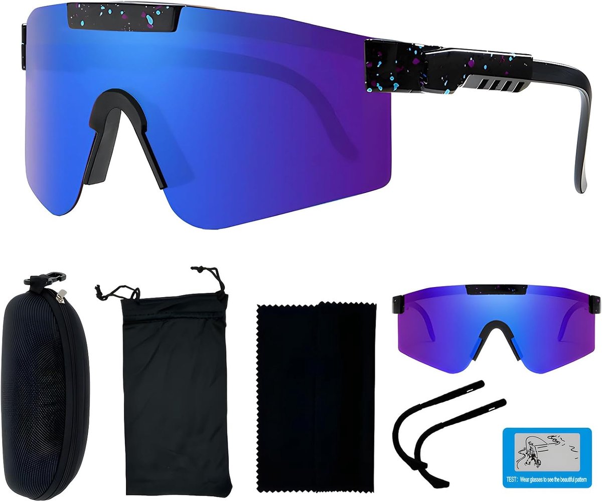 Rave Gepolariseerde zonnebril voor heren, fietsbril, sportbril, UV400-veiligheidsbril voor outdooractiviteiten zoals fietsen, skiën, vissen, hardlopen