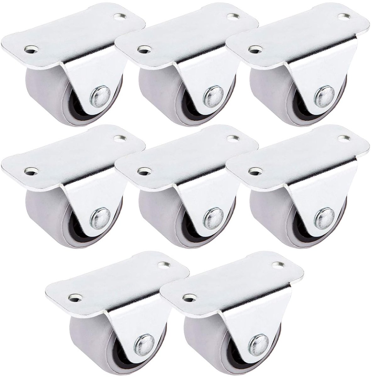 (Set van 8) 30 mm zachte rubberen wielen zonder zwenkwielen metaal met plaat Meubels Apparaat en uitrusting Kleine mini-wielenset (8)