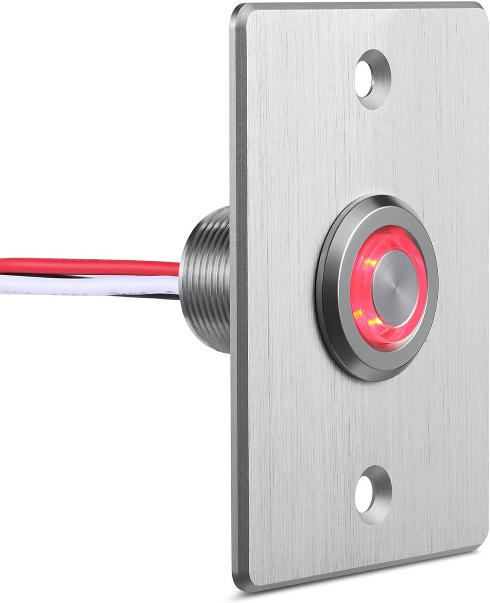 Camper Dimmer Schakelaar, 12V Drukknop Met Rood Ring Licht Voor Camper Van Boot Truck Auto's Verlichting & Led Strip, DC12-24V 6A Volledig Aluminium (Zilver)