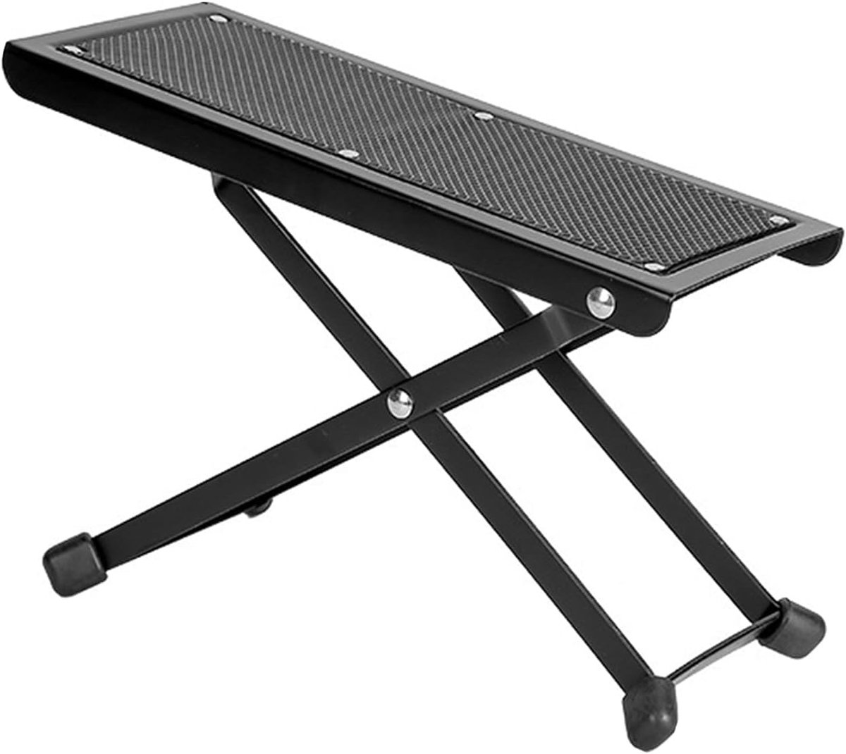 Voetsteun voor gitaar, in hoogte verstelbaar, inklapbaar, met antislip rubberen pad, zwart, metaal, FOOTREST, gitaar, reizen of on-the-Go