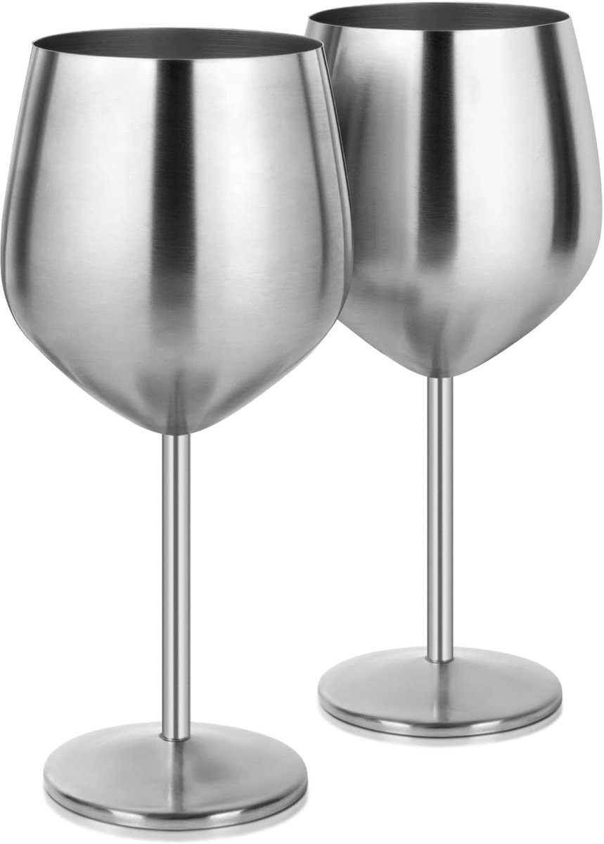 Wijnglazen, elegante beker, onbreekbare wijnglazen voor cocktail, champagne, camping, wijnglas, set van 2, rode wijnglas voor reizen, picknick, feest, zilver