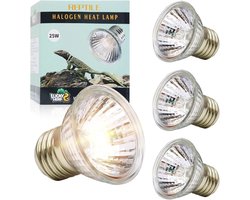 HERP Reptiel Terrarium Warmtelamp 25W 4-delig, UVA UVB Halogeen Schildpad Warmtelamp, E27 UVB Basking Spot Lamp voor Schildpad, Baardagaam, Hagedis, Slangen