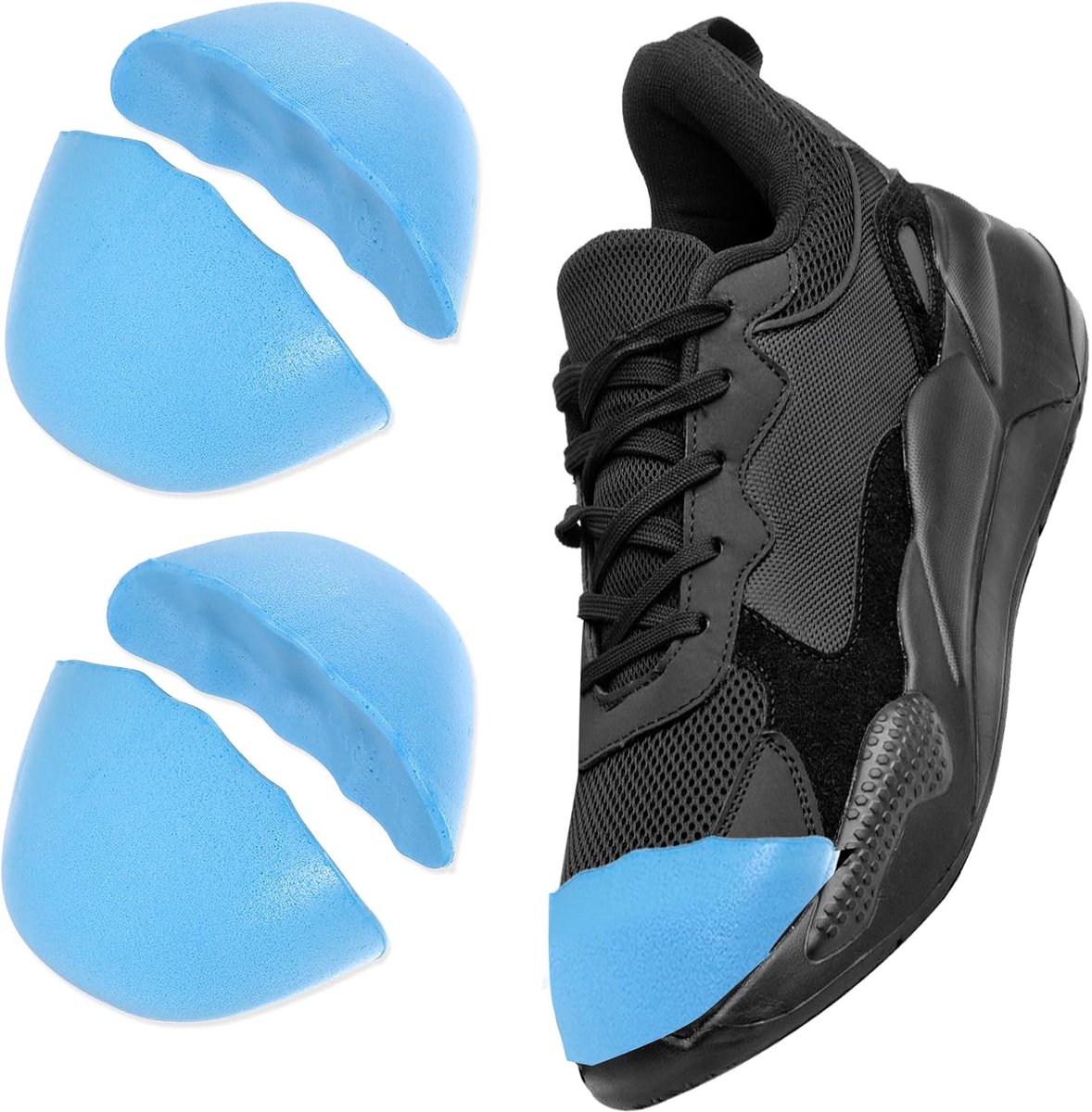 - 2 paar teenkussenvullers, maken schoenen kleiner, voorkomen dat de hiel wegglijdt - heren en dames (blauw, groot: één tot twee maten groter)