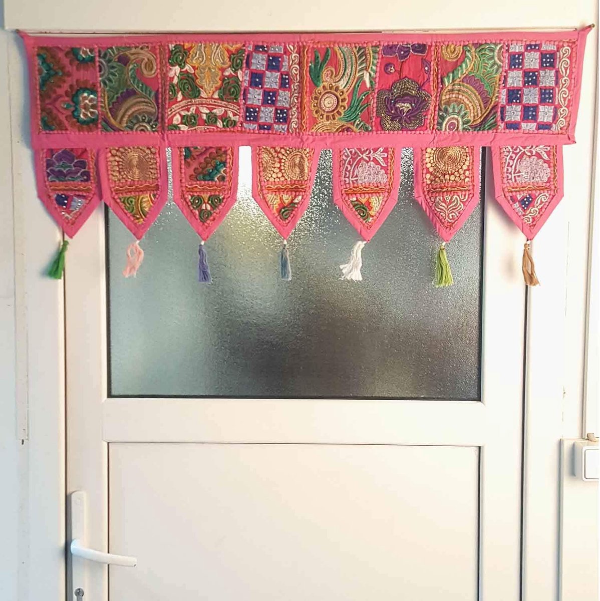 Moro Indiaas patchwork Toran roze 102x45 cm (B x H) Oosters deurgordijn vintage raamgordijn boho etnische hippie stijl | MA6301