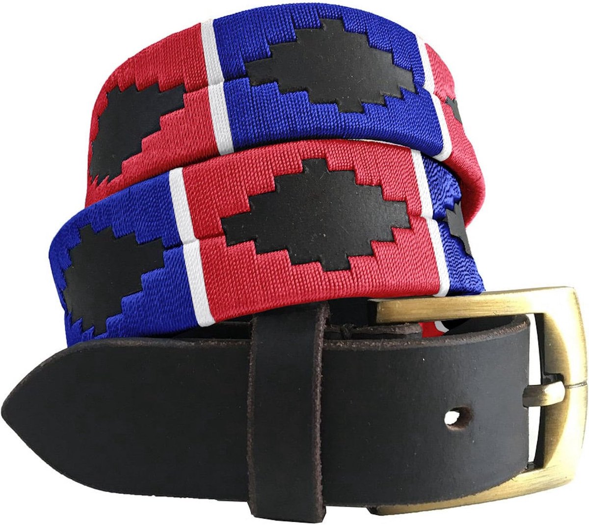 DIAZ Heren Dames Premium Unisex Bruin Leer Geborduurde Designer Polo Riem