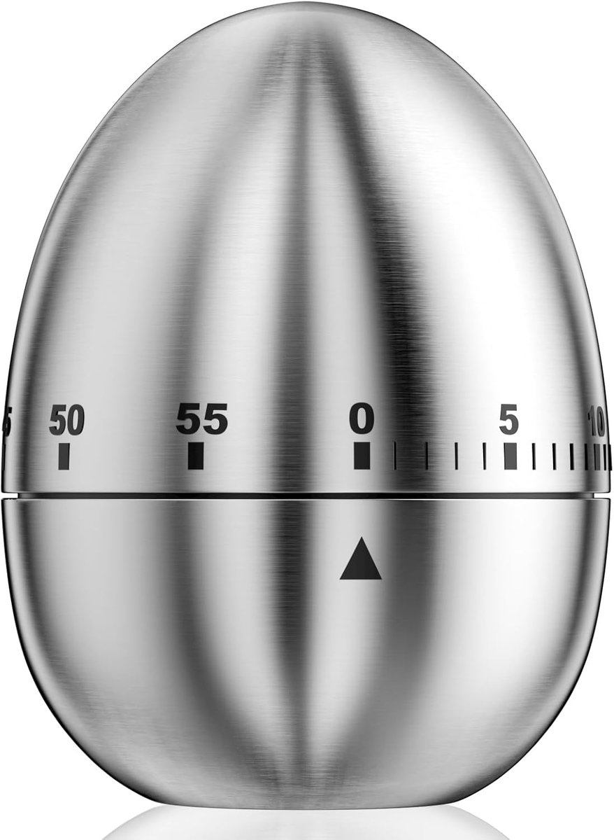 eierwekker, keukentimer ei van roestvrij staal, mechanische eierwekker, korte-tijdmeter, keukenhulpmiddel met 60 minuten, eivormig grappige korte-tijdwekker voor keuken accessoires