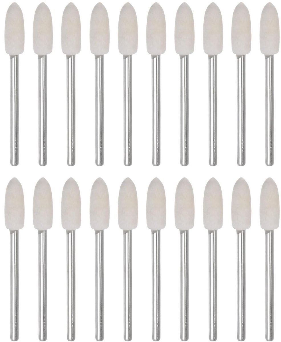 20 stuks wolvilt, gemonteerd, doorn, 5 mm, kop, 1/10 inch, conische schacht, gepolijst, boren, vilt, polijstwiel, wiel voor draaigereedschap