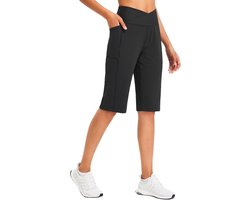 baleaf Bermuda shorts voor dames, capri, yogabroek met zakken, wijde pijpen, rechte broek, hoge taille, losse lounge, activewear, casual zomerbroek
